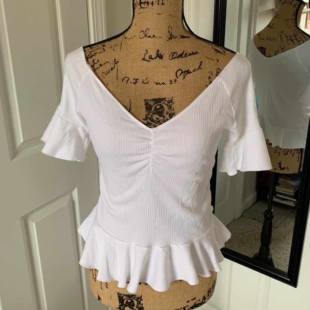 Off-Shoulder White Peplum Top